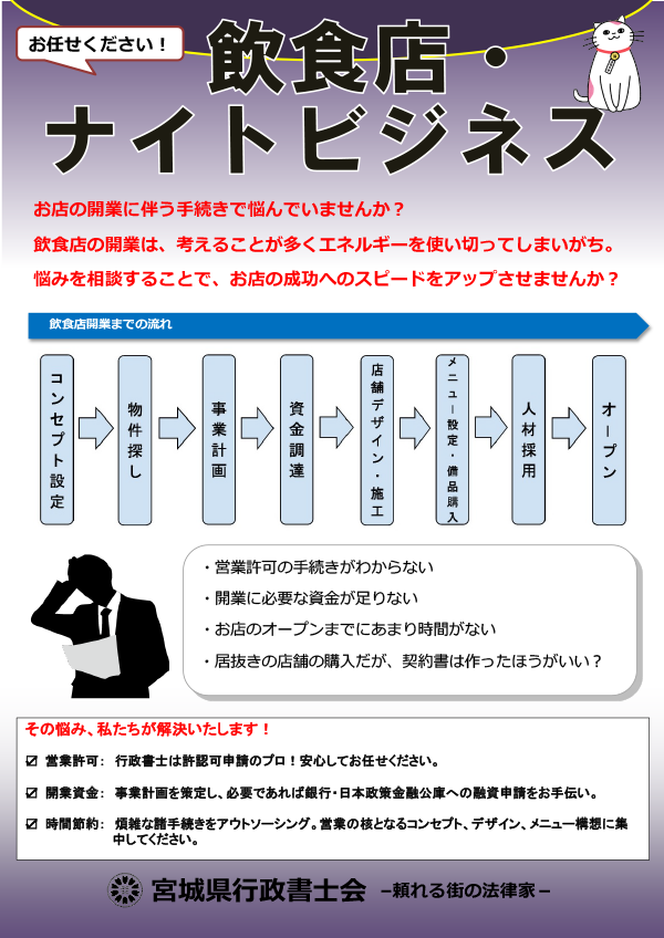 ⑥チラシ「飲食店開業・ナイトビジネス」